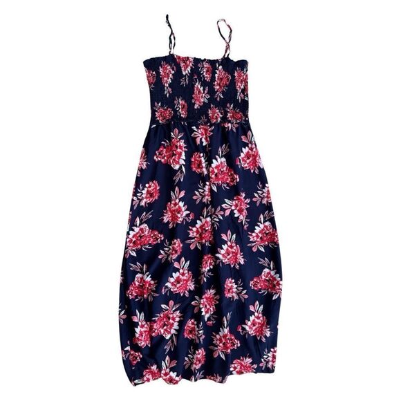 Pacific Vibes Floral Navy & Red Side Slit Maxi Sun Dress Size XL NWT - Picture 3 of 10